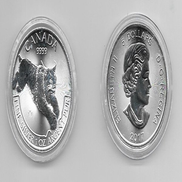 Kanada 5 Dollars 2017 LUCHS 1 Unze Silber Oz Canada