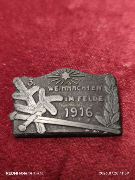 K.u.K. Monarchie 1. Weltkrieg Kappenabzeichen 3. Weihnachten im Felde 1916
