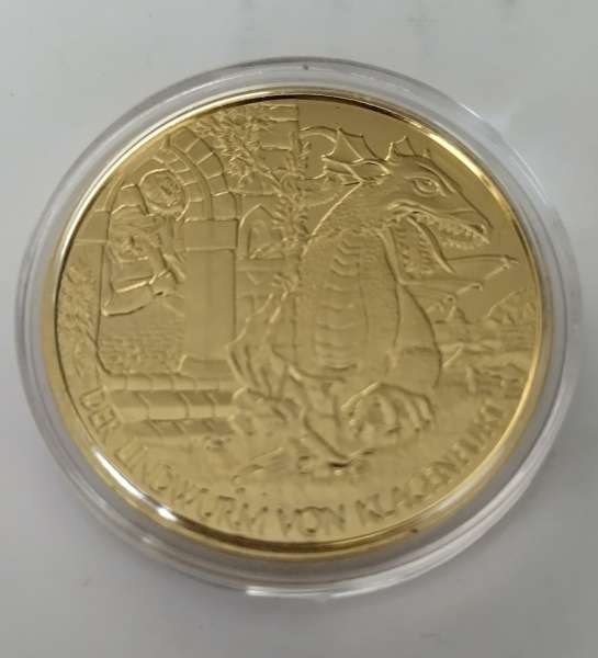 10 Euro 2011 Der Lindwurm in Klagenfurt 24 Karat vergoldet Silber ANK Nr. 19