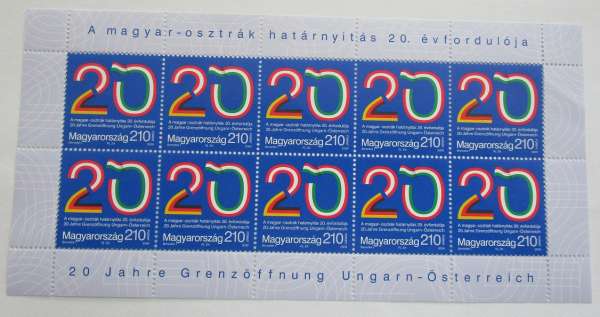 Ungarn Briefmarken Bogen 20 Jahre Grenzöffnung Ungarn 10er Block 2009