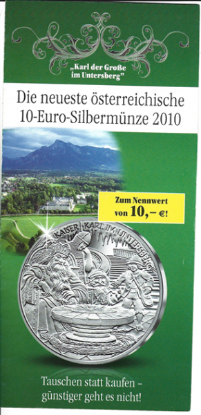 10 Euro Karl der Große 2010 Flyer FOLDER-IMM