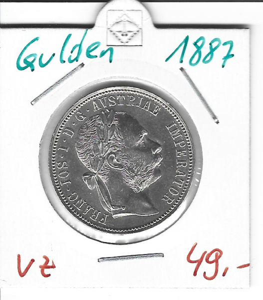 1 Gulden Fl 1887 Silber Franz Joseph I