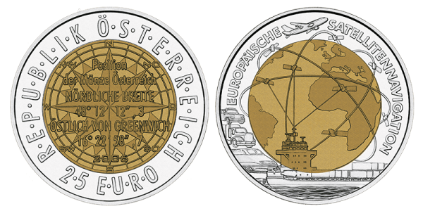 25 Euro 2006 Niob Silber Satelitennavigation ANK Nr. 04 Niob 2006