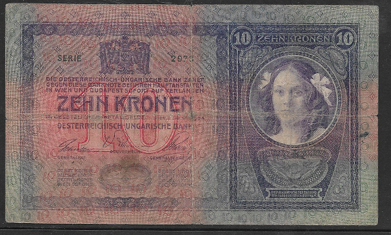 10 Kronen 2.1.1904 Ank155 Serie 2973-555514- Einriss