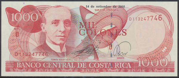 Costa Rica – 1000 Colones (2005) (Pick 264) Erh. UNC