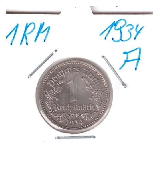 1 RM Reichsmark 1934 A Nickel