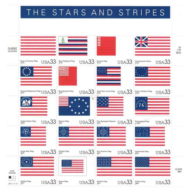 The Stars and Stripes 33 Cent Usa Stamps