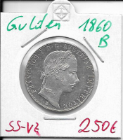 1 Gulden Fl 1860 B Silber Franz Joseph I 1 Gulden Fl 1860 B Silber Franz Joseph I