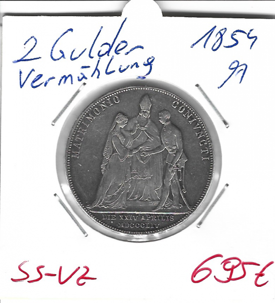 2 Gulden 1854 A Taler zur Vermählung Silber Franz Joseph I
