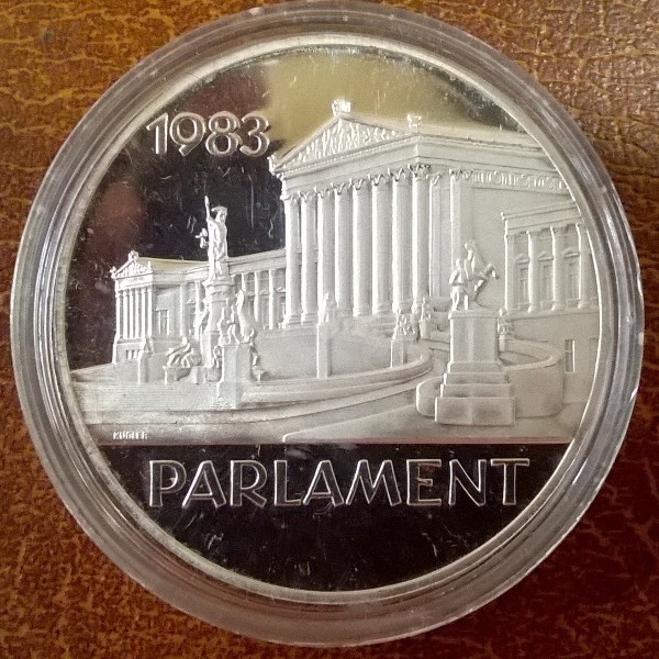 ANK Nr. 16 100 Jahre Österreichisches Parlament 1983 PP 500 Schilling Silber