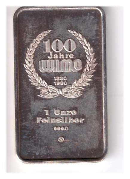 1 Unze Silber Barren 100 Jahre WIMO 1880-1980 Wiener Molkerei 999,0 Feinsilber