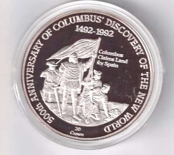 Turks and Caicos Islands "Entdeckung Amerika" Silber Münze PP ca.20 Gramm