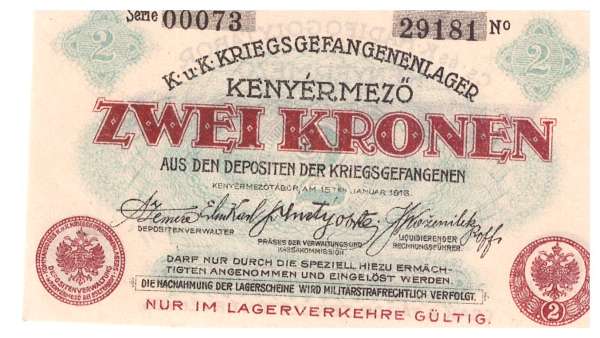 2 Kronen KGL Kenyermezö Kriegsgefangenenlager 1916