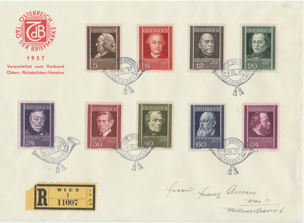 Tag der Briefmarke 5.12.1937 Österreichische Ärzte Reco