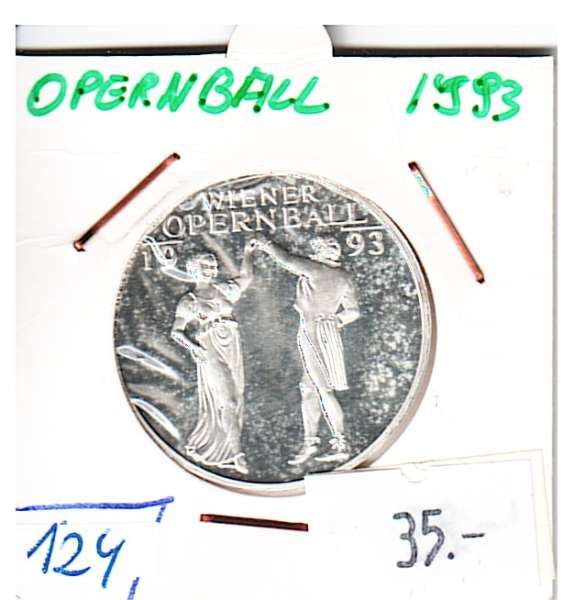 Nr. 123 Wiener Opernball Straßburger Wellen 1993 Casinos Austria Silber Casino Jeton