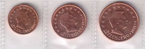 1,2+5 Cent Luxemburg gemischte Jahre