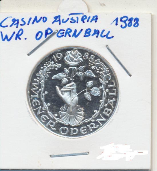 Nr. 085Wiener Opernball 1988 Rosencavalier Casinos Austria Silber Jeton 100 Schilling