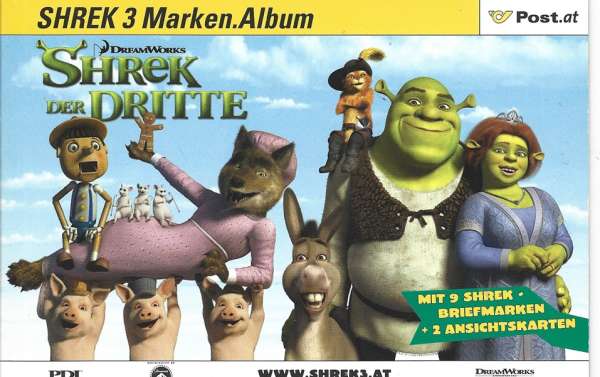 Shrek der Dritte Briefmarken Heft mit 9 Marken