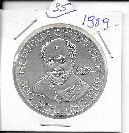 ANK Nr. 35 Gustav Klimt 1989 500 Schilling Silber Normal