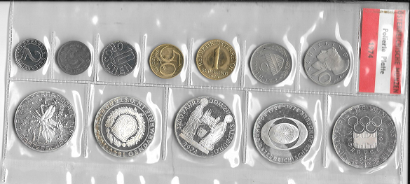 1974 Jahressatz Kursmünzensatz Groß KMS Mintset