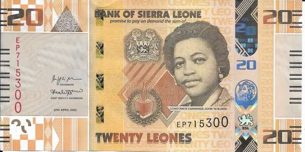 Sierra Leone– 20 Leones (2022) , (P133) Erh. UNC