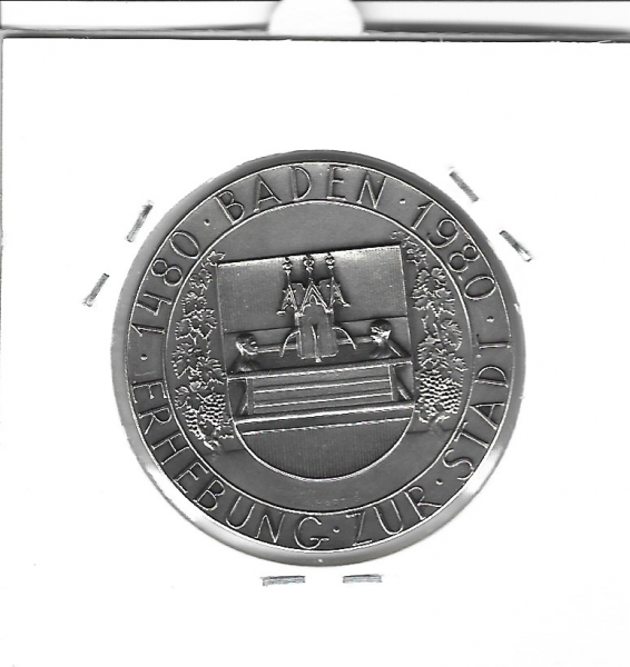 1480-1980 Stadterhebung Baden Kaiser Friedrich III Medaille Silber