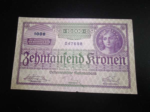 10000 Kronen 2.1.1924 Pick 85 Ank 209 Nr 1008-047698