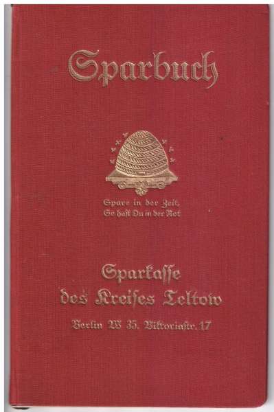 Sparbuch Sparkasse des Kreises Leltow 1935