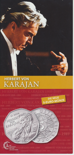ANK Nr. 13 Flyer FOLDER ZU DER 5 EURO MÜNZE Herbert von Karajan