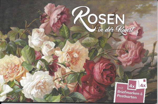 Rosen in der Kunst Briefmarken & Postkarten Heft mit 4 Marken
