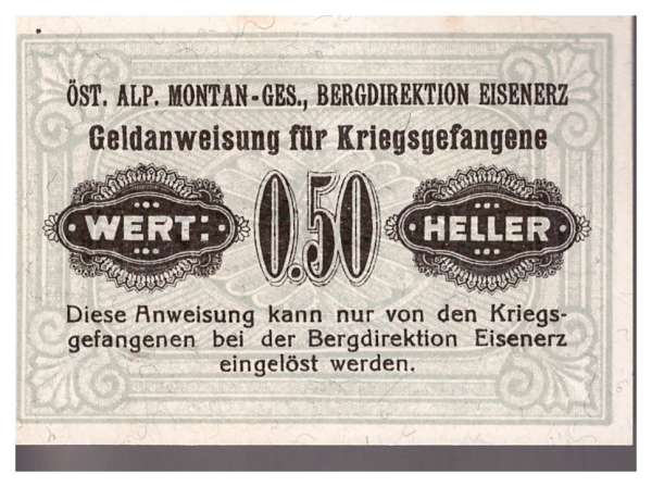0,50 Heller Montan Bergdirektion Eisenerz Kriegsgefangene KGL