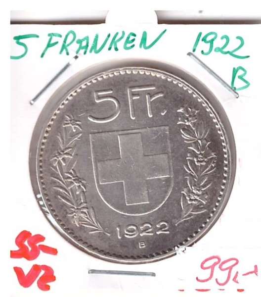 5 Franken Silber 1922 B