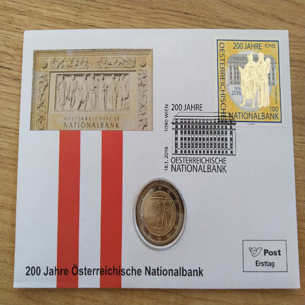 NBE 30) 200 Jahre Österreichische Nationalbank mit 2 Euro Münze