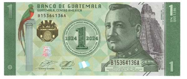 Guatemala Pi. Neu 1 Quetzal 2024 (1) Gedenkbanknote UNC