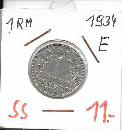 1 RM Reichsmark 1934 E Nickel
