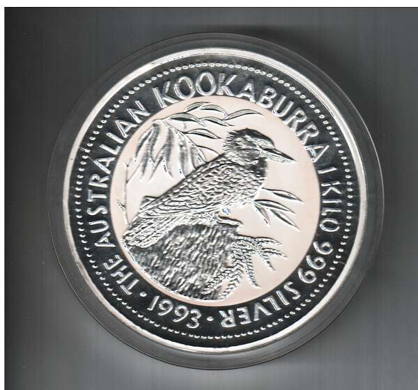 Kookaburra Australien 30 Dollars 1993 1 Kilo Silber