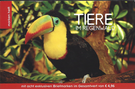 Tiere im Regenwald Postkartenheft mit 8 Marken