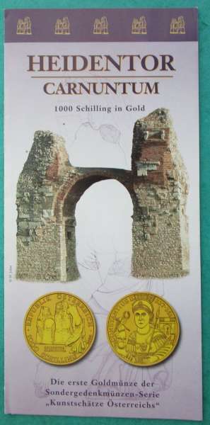 Heidentor Carnuntum 1000 Schilling Gold 2000 - nur Flyer Folder