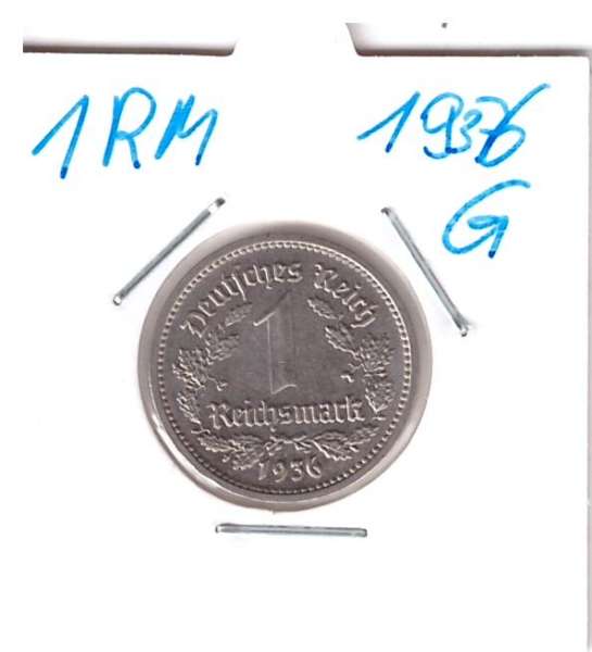 1 RM Reichsmark 1936 G Nickel