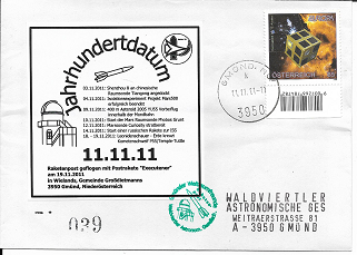 Raketenpost GWF WAG mit Startprotokoll Nr.39/40 Jahrhundertdatum 11.11.11