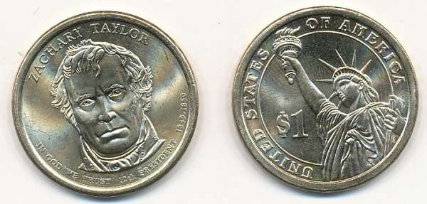 USA 1 Dollar 2009 P Zachary Taylor (12)