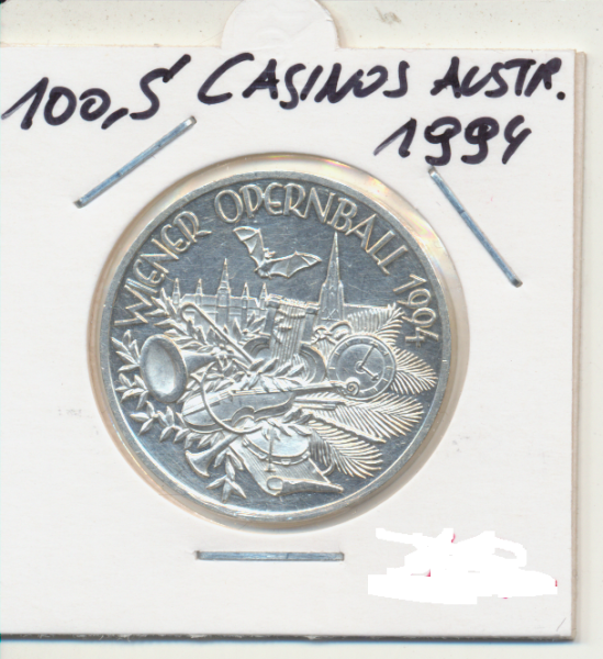 Nr. 129 Wiener Opernball 1994 Casinos Austria Silber Casino Jeton 100 Schilling