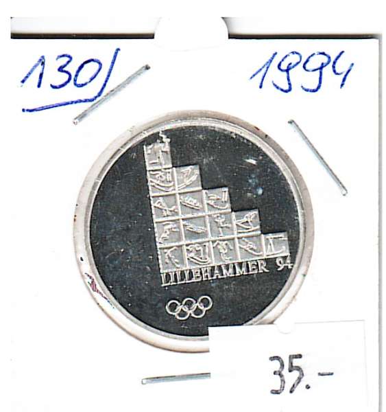 Nr. 130 Olymische Winterspiele Lillehammer 1994 Casinos Austria Silber Casino Jeton 100 Schilling