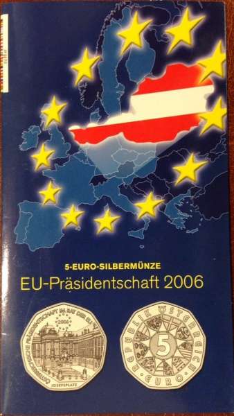 5 Euro 2006 Silber Ag EU Präsidentschaft Blister ANK Nr.7b