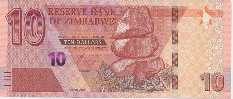 SIMBABWE / ZIMBABWE – 10 Dollars 2020 UNC Pick