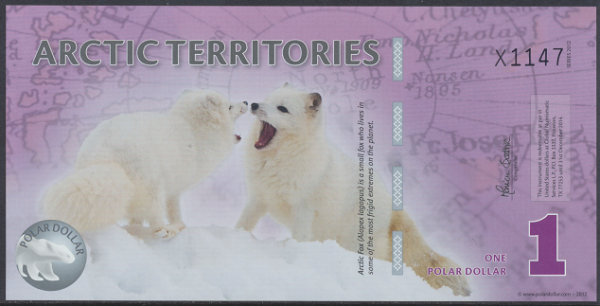 1 Dollar Polar Bär 2012 Unc Souvenierschein