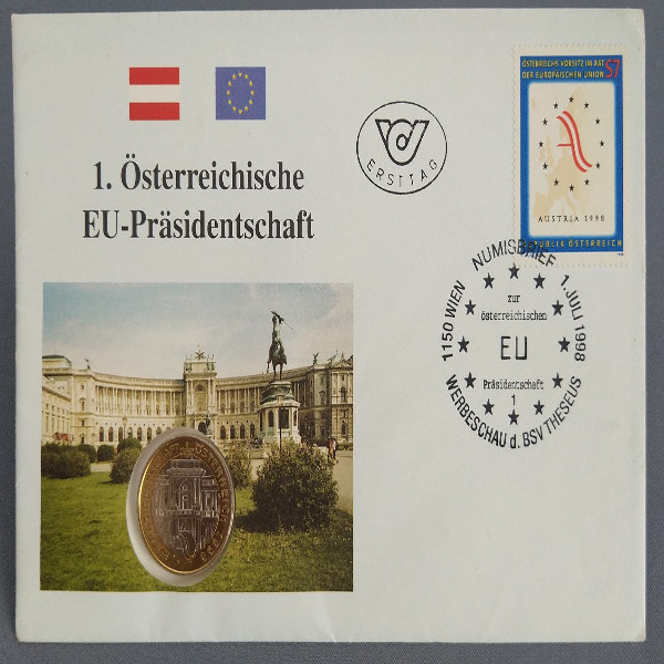NB 4 Eu Präsidentschaft 1998 mit 50 Schilling Münze Numisbrief