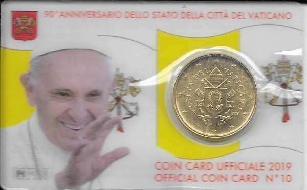 Coincard 50 Cent Kursmünze Vatikan 2019 Nr. 10