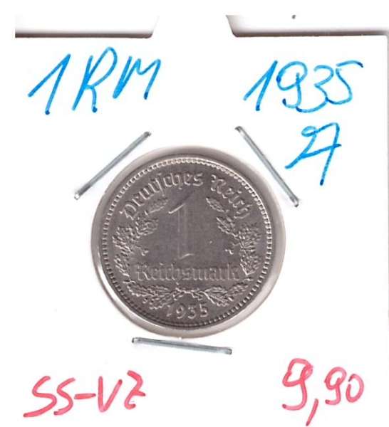 1 RM Reichsmark 1935 A Nickel