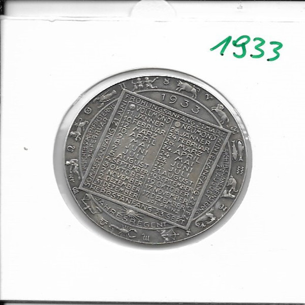 1933 Kalendermedaille Jahresregent Silber